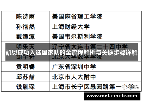 凯恩成功入选国家队的全流程解析与关键步骤详解