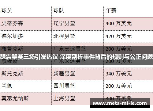 魏震禁赛三场引发热议 深度剖析事件背后的规则与公正问题